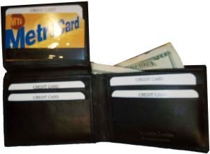 New style leather man's wallets 2 suede lined billfolds 1 zip 4 credit cards ID