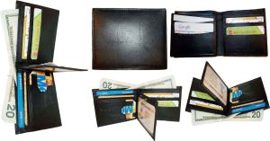 lot of 4 man's bifold leather new tan wallet 12 credit cards 2 ids 2 bill slots