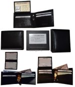 rfid men's leather wallet bifold genuine leather 3 billfold 2 id new in box