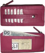 Leather Slim Multiple card organizer Credit card bill ID wallet Zip change purse