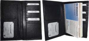 Lot of 2 Women/Men's Leather Checkbook Wallet Black Unbranded wallet card case