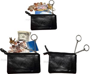 Lot of 3 Leather Change Purse, Ladies Wallet, Black mini pocket zip coin case BN