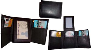 Lot of 3 new brown trifold leather men’s wallet 1 ID 9 card 2 bill spaces.