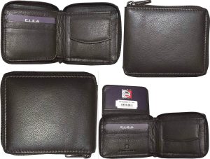 Lot of 4 Zip around FIZA NY leather men's wallet Brown Bi-fold wallet in box