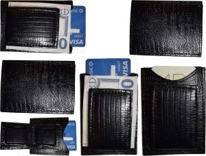 Lot of 6 Black Lizard skin printed leather money clip, unbranded money Clip New