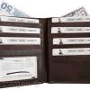 Men's Genuine Leather Bifold Wallet Slim Hipster Brown Cowhide Credit Card case