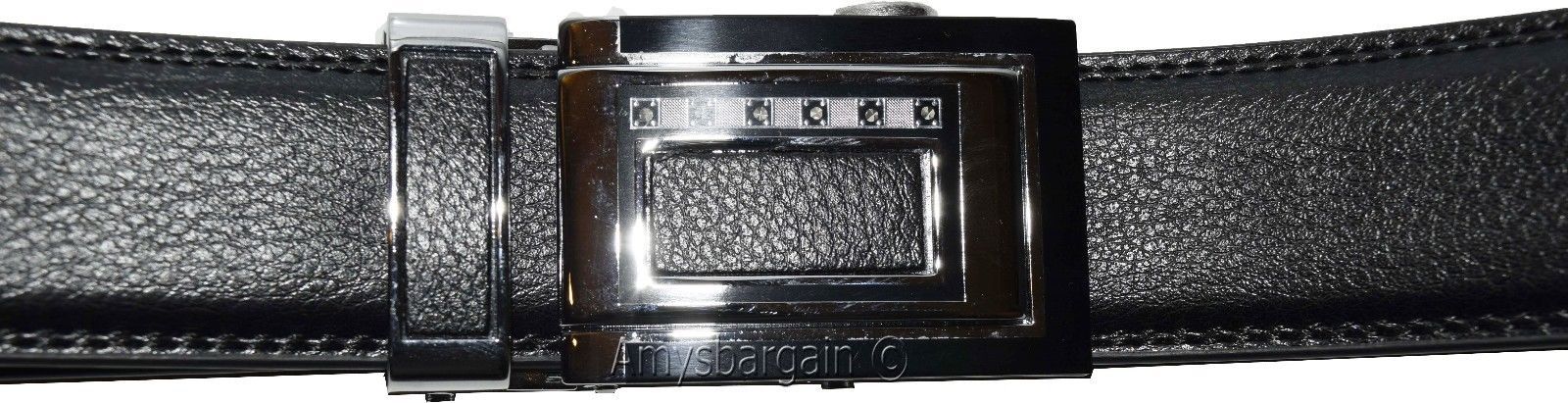 Men's Leather Dress Belt (1X) Auto Lock belt, Men's Black Quick lock BR New belt - Image 10