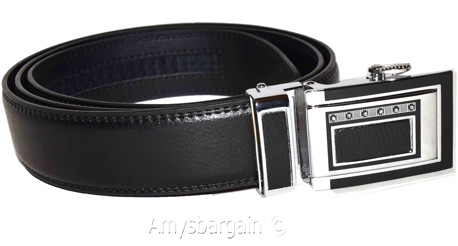 Men's Leather Dress Belt (1X) Auto Lock belt, Men's Black Quick lock BR New belt