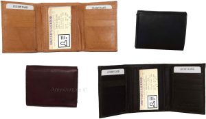 Men's Trifold Leather Wallet Unbranded Tan wallet 1 ID 6 card 2 bill slots