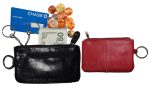 women's leather change purse zip coin wallet coin purse 2 pockets purse key ring