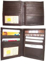 Lot of 2 Leather Hipster wallet billfold brown bifold zip coin purse wallet BN.
