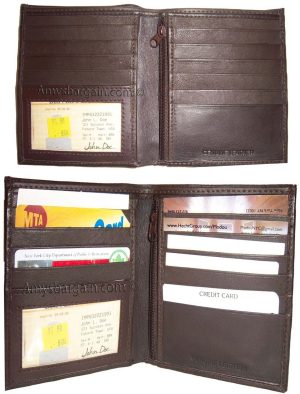 Lot of 2 Leather Hipster wallet billfold brown bifold zip coin purse wallet BN.