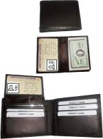 Lot of 2 New Men's Soft Leather Brown billfold Wallet 9 Credit ATM Card 2 ID New