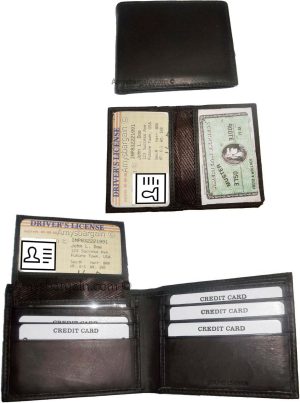 Lot of 2 New Men's Soft Leather Brown billfold Wallet 9 Credit ATM Card 2 ID New