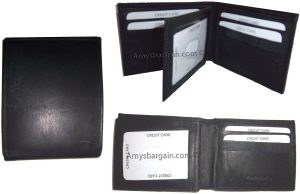 Lot of 3 New men's  Black leather billfold wallet 9 credit card space ID bifold