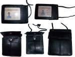 Lot of 5 New Neck string ID Case Credit Card Case Black Wallet pouch Money new