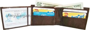 Man's Wallet. Brown Bi-fold Leather Wallet 12 Credit Cards 2 IDs B New style