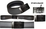 Men's Belt. Size 30" Leather Dress Belt. Auto Lock Crocodile Skin Printed Buckle