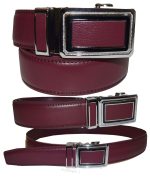 Men’s XL Belt Burgund Leather Automatic lock Dress / Casual belt adjustable belt