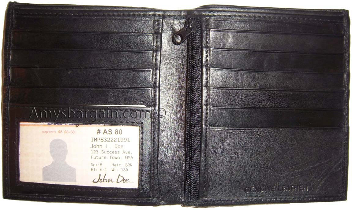 Men's wallet. Leather Hipster wallet USA Euro Int'l currencies zip coin purse BN - Image 3