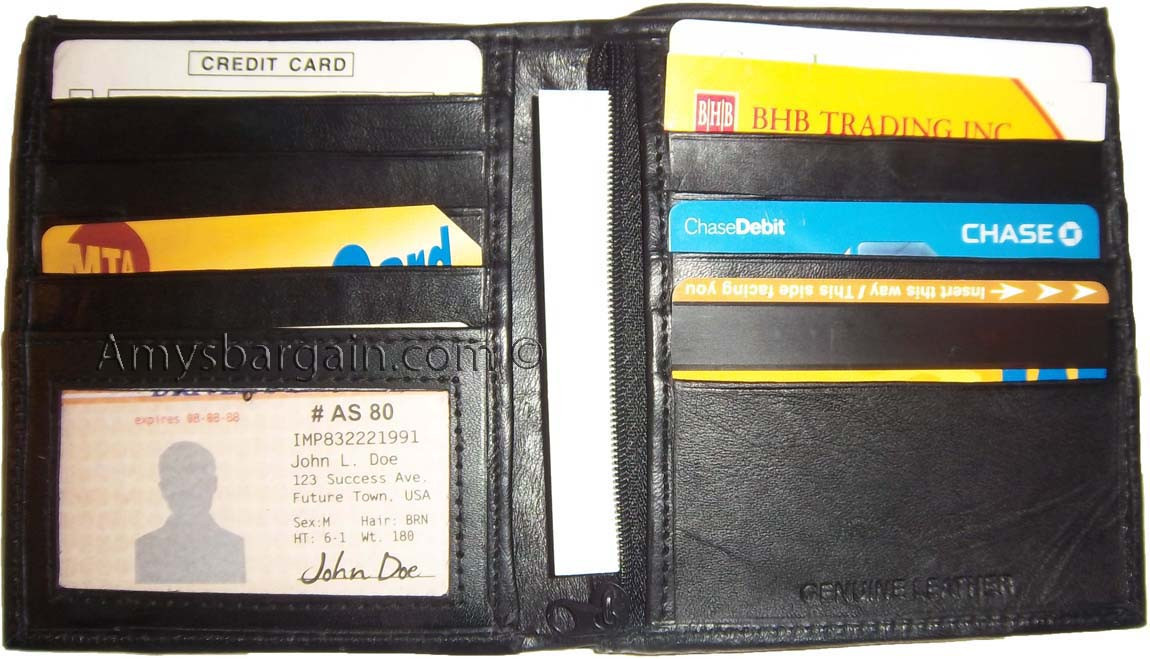 Men's wallet. Leather Hipster wallet USA Euro Int'l currencies zip coin purse BN - Image 8