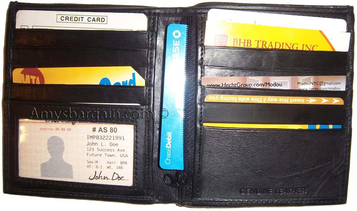 Men's wallet. Leather Hipster wallet USA Euro Int'l currencies zip coin purse BN - Image 10