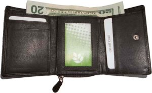 Women's wallet leather brown small billfold 6 card 2 ID windows change purse new