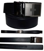 leather belt genuine leather dress casual track line ratchet women's black belt