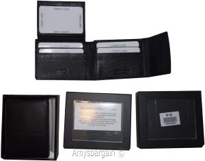 lot of 2  rfid men's leather wallet 2 bifold genuine leather 2 id brn new in box