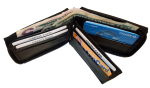 man's Zip around Leather wallet 12 credit bank card holder 2 bil slots br new