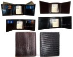 2 new style Woven Printed Leather Man's Trifold wallet 2 bill slots 9 card ID