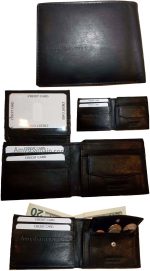 4 New Men's bi-fold Leather Wallet 7 credit card ID Change purse 2 bill pockets