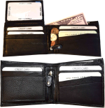 Lot of 2 Men's Bifold wallet genuine leather 11 Credit card 2 Bill slots wallet