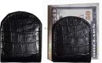 Lot of 2 New Black Crocodile printed leather Unbranded money clip Clip Money BN