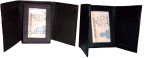 Lot of 2 New Trifold Leather Men’s Black Brown wallet 1 ID 9 card 2 bill slots