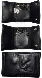 Lot of 3. Leather Key Chain; Zip Coin Case; Key Ring; key chain Leather 6 Rings