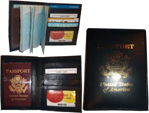 Lot of 3 New 4 credit cards + ID Lamb skin USA Leather passport case wallet BN