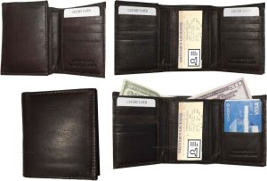 Lot of 4 Men's Trifold Leather Wallet 8 credit card ID Brown billfold wallet NWT