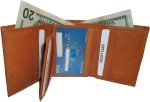 Men's Genuine Leather Tri-fold wallet 10 credit debit cards 2 Bill slots 1 ID