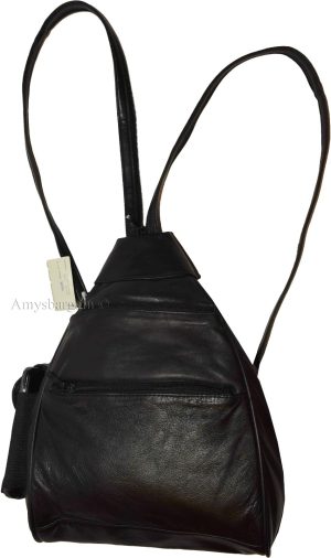 Women's small Leather backpack, Knapsack Black daypack small Black backpack #31