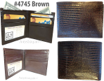Woven Printed Leather man's bi fold wallet 2 bill pockets 8 card 1 ID