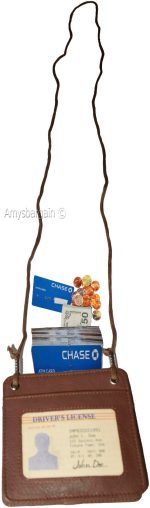 business card case card holder w/ neck string 30 business card clear id window