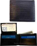 woven printed leather man's bifold wallet 2 bill slots 6 card 1 id new wallet