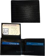 Italian styled woven printed leather man's bi-fold wallet 2 bill slot 6 card New
