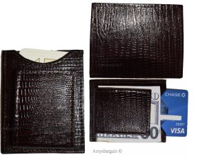 Lot of 3  Lizard skin printed leather money clip, new unbranded money Clip