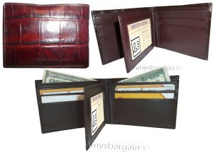 Men's Crocodile skin printed leather man's bi-fold wallet 9 card+ID BR New Style