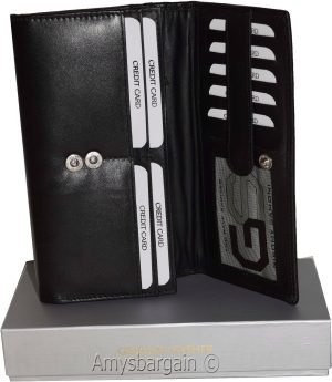 Women's checkbook wallet, Black Unbranded leather 18 card Ladies Checkbook case
