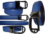 mens blue replacement leather waist belts waistband new auto-lock Buckle XL