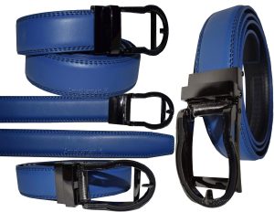 mens blue replacement leather waist belts waistband new auto-lock Buckle XL