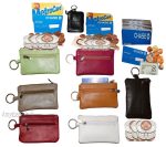 women's leather change purse zip coin wallet coin purse 2 pockets purse key ring